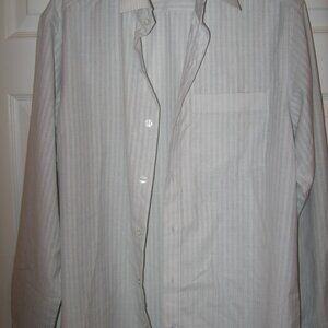 Unbranded Mystery Oxford Dress Shirt Men's 16 1/2 34/35 Slim Gray Striped